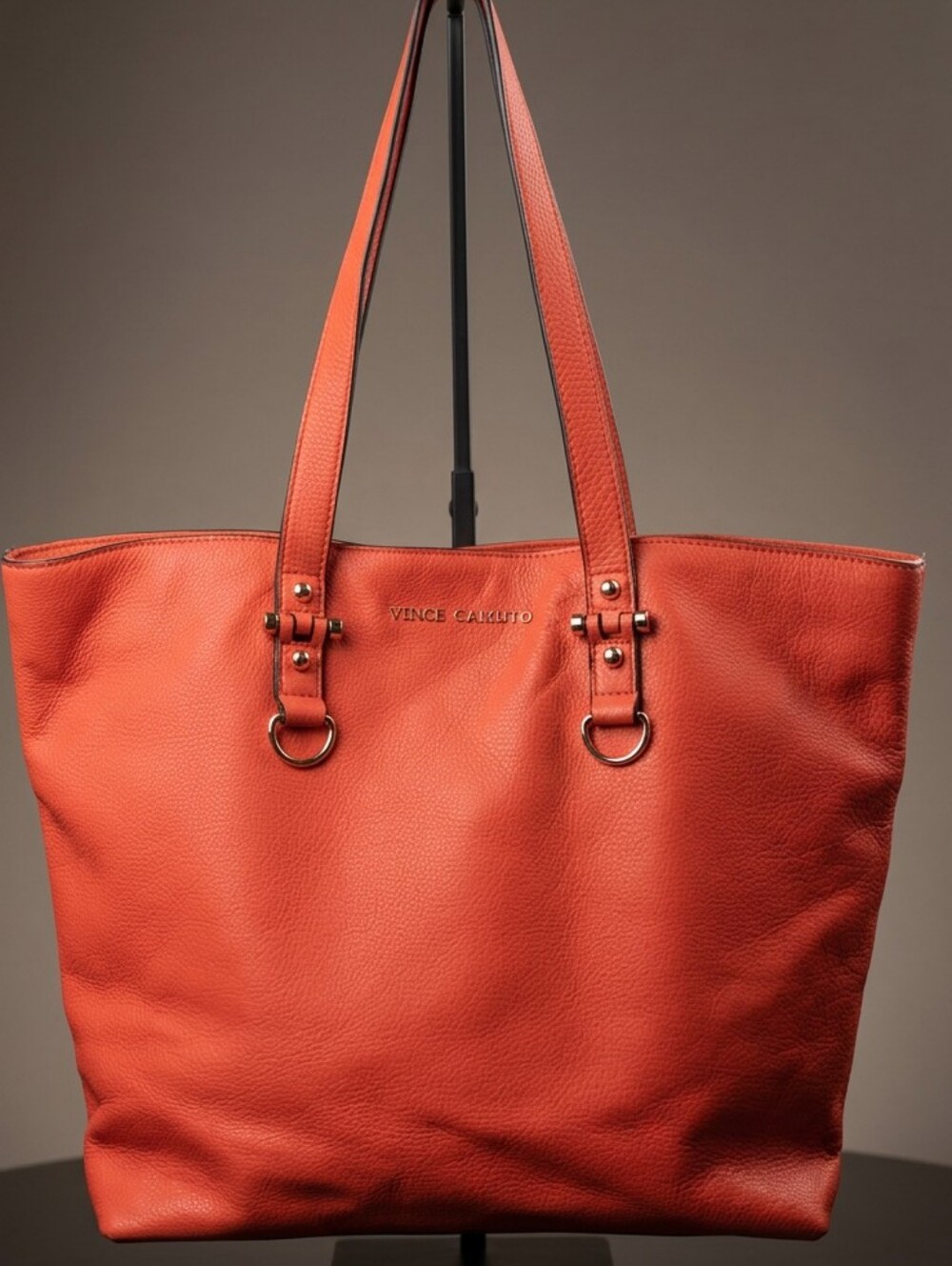 NWT Vince Camuto Red Pebbled Leather Tote Bag
